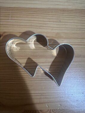 Ann Clark Double Hearts Cookie Cutter - 3.75 Inches - Tin Plated Steel Used Good